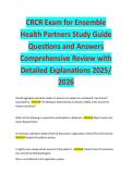 CRCR Exam for Ensemble Health Partners Study Guide Questions and Answers Comprehensive Review with Detailed Explanations 2025&sol; &NewLine;2026 