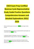 CRCR Exam Prep Certified Revenue Cycle Representative Study Guide Practice Questions Comprehensive Answers and Detailed Explanations 2025&sol; 2026 