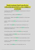 Dental Assistant Final Exam Review &NewLine;UPDATED QUESTIONS AND CORRECT &NewLine;ANSWERS