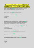 Dental Assistant Final Exam UPDATED &NewLine;QUESTIONS AND CORRECT ANSWERS