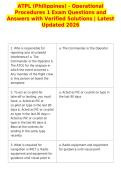 ATPL &lpar;Philippines&rpar; - Operational&NewLine;Procedures 1 Exam Questions and&NewLine;Answers with Verified Solutions &vert; Latest&NewLine;Updated 2026