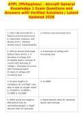ATPL &lpar;Philippines&rpar; - Aircraft General&NewLine;Knowledge 1 Exam Questions and&NewLine;Answers with Verified Solutions &vert; Latest&NewLine;Updated 2026