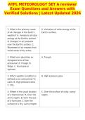 ATPL METEOROLOGY SET A reviewer&NewLine;Exam Questions and Answers with&NewLine;Verified Solutions &vert; Latest Updated 2026