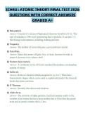 SCH4U &colon; ATOMIC THEORY FINAL TEST 2026&NewLine;QUESTIONS WITH CORRECT ANSWERS&NewLine;GRADED A&plus;&NewLine;