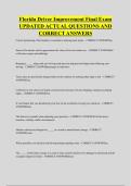 Florida Driver Improvement Final Exam &NewLine;UPDATED ACTUAL QUESTIONS AND &NewLine;CORRECT ANSWERS