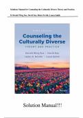 Test bank for Counseling the Culturally Diverse&colon; Theory and Practice&NewLine;by Derald Wing Sue &lpar;Author&rpar;&comma; David Sue &lpar;Author&rpar;&comma; Helen A&period; Neville &lpar;Author&rpar;&comma; Laura Smith &lpar;Author&rpar; all pages fully covered with test questions and answers guide A&plus;