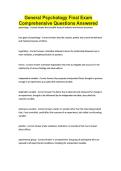 General Psychology Final Exam Comprehensive Questions Answered