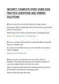 SECURITY COMPLETE STUDY GUIDE 2026&NewLine;PRACTICE QUESTIONS AND VERIFIED&NewLine;SOLUTIONS