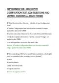 SERVICENOW CIS - DISCOVERY&NewLine;CERTIFICATION TEST 2026 QUESTIONS AND&NewLine;VERIFIED ANSWERS ALREADY PASSED