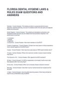 FLORIDA DENTAL HYGIENE LAWS & RULES EXAM QUESTIONS AND ANSWERS