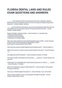 FLORIDA DENTAL LAWS AND RULES EXAM QUESTIONS AND ANSWERS