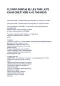 FLORIDA DENTAL RULES AND LAWS EXAM QUESTIONS AND ANSWERS&NewLine;
