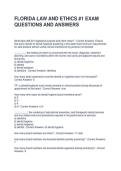 FLORIDA LAW AND ETHICS &num;1 EXAM QUESTIONS AND ANSWERS