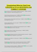Organizational Behavior Final Exam &NewLine;UPDATED ACTUAL QUESTIONS AND &NewLine;CORRECT ANSWERS