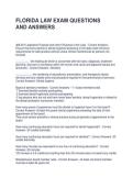 FLORIDA LAW EXAM QUESTIONS AND ANSWERS