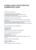 FLORIDA LAWS & RULES PRACTICE EXAMINATION 2 EXAM QUESTIONS WITH CORRECT ANSWERS