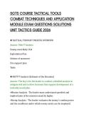 SGTS COURSE TACTICAL TOOLS&NewLine;COMBAT TECHNIQUES AND APPLICATION&NewLine;MODULE EXAM QUESTIONS SOLUTIONS&NewLine;UNIT TACTICS GUIDE 2026