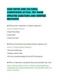 SOAP NOTES AND CULTURAL&NewLine;COMPETENCE ACTUAL TEST BANK&NewLine;UPDATED QUESTIONS AND VERIFIED&NewLine;RESPONSE