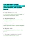 SOAP NOTES AND CULTURAL&NewLine;COMPETENCE EXAMPREP REVIEW SHEET&NewLine;TESTED QUESTIONS AND ACCURATE&NewLine;ANSWERS&NewLine;