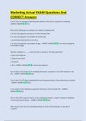 MARKETING Actual EXAM Questions And &NewLine;CORRECT Answers 