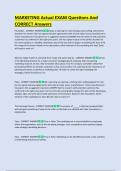 Marketing Actual EXAM Questions And &NewLine;CORRECT Answers 