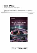 Test bank for Statistics for Business and Economics 15th Edition all pages fully covered with test questions and answers guide A&plus;