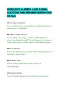 SOCIOLOGY 101 STUDY SHEET ACTUAL&NewLine;QUESTIONS AND ANSWERS GUARANTEED&NewLine;TO PASS&NewLine;