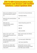 ATR 72-600 Communications Exam&NewLine;Questions and Answers with Verified&NewLine;Solutions &vert; Latest Updated 2026