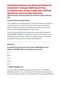 Corporate Finance and Financial Ratios for Investment Analysis 2026 Exam Prep Comprehensive Study Guide with Verified Questions and Accurate Solutions