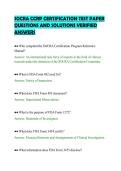 SOCRA CCRP CERTIFICATION TEST PAPER&NewLine;QUESTIONS AND SOLUTIONS VERIFIED&NewLine;ANSWER