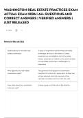 WASHINGTON REAL ESTATE PRACTICES EXAM ACTUAL EXAM 2026 &vert; ALL QUESTIONS AND CORRECT ANSWERS &vert; VERIFIED ANSWERS &vert; JUST RELEASED