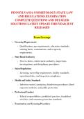 PENNSYLVANIA COSMETOLOGY STATE LAW &NewLine;AND REGULATIONS EXAMINATION &NewLine;COMPLETE QUESTIONS AND DETAILED &NewLine;SOLUTIONS LATEST UPDATE THIS YEAR JUST &NewLine;RELEASED