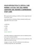 SOLES INTRODUCTION TO CRITICAL CARE&NewLine;NURSING 4 ACTUAL TEST 2026 VERIFIED&NewLine;QUESTIONS AND ANSWERS COMPREHENSIVE&NewLine;STUDY GUIDE&NewLine;