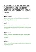 SOLES INTRODUCTION TO CRITICAL CARE&NewLine;NURSING 4 FINAL PAPER 2026 SOLVED&NewLine;QUESTIONS WITH FULL SOLUTION ALREADY&NewLine;PASSED&NewLine;