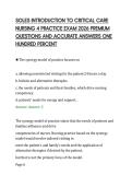 SOLES INTRODUCTION TO CRITICAL CARE&NewLine;NURSING 4 PRACTICE EXAM 2026 PREMIUM&NewLine;QUESTIONS AND ACCURATE ANSWERS ONE&NewLine;HUNDRED PERCENT&NewLine;