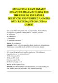 NR 566 Final Exam Advanced Pharmacology for the Care of the Family Questions and Verified Answers with Rationales Graded A&plus; Latest