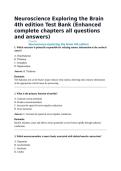 Neuroscience Exploring the Brain 4th edition Test Bank &lpar;Enhanced complete chapters all questions and answers&rpar;