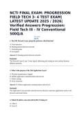 NCTI FINAL EXAM&colon; PROGRESSION FIELD TECH 3- 4 TEST EXAM&vert; LATEST UPDATE 2025 &sol; 2026&vert; Verified Answers Progression&colon; Field Tech III - IV Conventional 500Q&sol;A