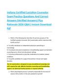 Indiana Certified Lactation Counselor &NewLine;Exam Practice Questions And Correct &NewLine;Answers &lpar;Verified Answers&rpar; Plus &NewLine;Rationale 2026 Q&A&vert; Instant Download &NewLine;Pdf 