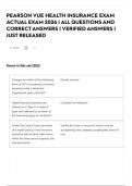 PEARSON VUE HEALTH INSURANCE EXAM ACTUAL EXAM 2026 &vert; ALL QUESTIONS AND CORRECT ANSWERS &vert; VERIFIED ANSWERS &vert; JUST RELEASED