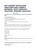 DOT HAZMAT 49CFR EXAM QUESTIONS AND CORRECT ANSWERS&comma; WITH COMPLETE SOLUTION&period; UPDATED 2025&sol;2026&period;