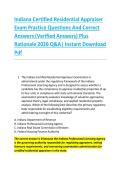 Indiana Certified Residential Appraiser &NewLine;Exam Practice Questions And Correct &NewLine;Answers &lpar;Verified Answers&rpar; Plus &NewLine;Rationale 2026 Q&A&vert; Instant Download &NewLine;Pdf 