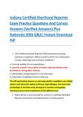 Indiana Certified Shorthand Reporter &NewLine;Exam Practice Questions And Correct &NewLine;Answers &lpar;Verified Answers&rpar; Plus &NewLine;Rationale 2026 Q&A&vert; Instant Download &NewLine;Pdf  