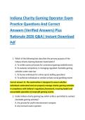 Indiana Charity Gaming Operator Exam &NewLine;Practice Questions And Correct  &NewLine;Answers &lpar;Verified Answers&rpar; Plus  &NewLine;Rationale 2026 Q&A&vert; Instant Download &NewLine;Pdf  