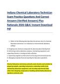 Indiana Chemical Laboratory Technician &NewLine;Exam Practice Questions And Correct &NewLine;Answers &lpar;Verified Answers&rpar; Plus &NewLine;Rationale 2026 Q&A&vert; Instant Download &NewLine;Pdf 