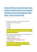 Indiana Child Care Center Director Exam &NewLine;Practice Questions And Correct Answers &NewLine;&lpar;Verified Answers&rpar; Plus Rationale 2026 &NewLine;Q&A&vert; Instant Download Pdf
