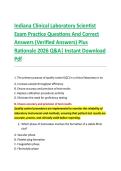 Indiana Clinical Laboratory Scientist &NewLine;Exam Practice Questions And Correct &NewLine;Answers &lpar;Verified Answers&rpar; Plus &NewLine;Rationale 2026 Q&A&vert; Instant Download &NewLine;Pdf 
