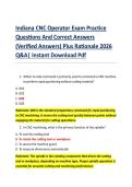 Indiana CNC Operator Exam Practice &NewLine;Questions And Correct Answers &NewLine;&lpar;Verified Answers&rpar; Plus Rationale 2026 &NewLine;Q&A&vert; Instant Download Pdf 