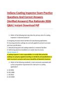 Indiana Coating Inspector Exam Practice &NewLine;Questions And Correct Answers &NewLine;&lpar;Verified Answers&rpar; Plus Rationale 2026 &NewLine;Q&A&vert; Instant Download Pdf 