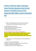 Indiana Collection Agency Manager &NewLine;Exam Practice Questions And Correct &NewLine;Answers &lpar;Verified Answers&rpar; Plus &NewLine;Rationale 2026 Q&A&vert; Instant Download &NewLine;Pdf 